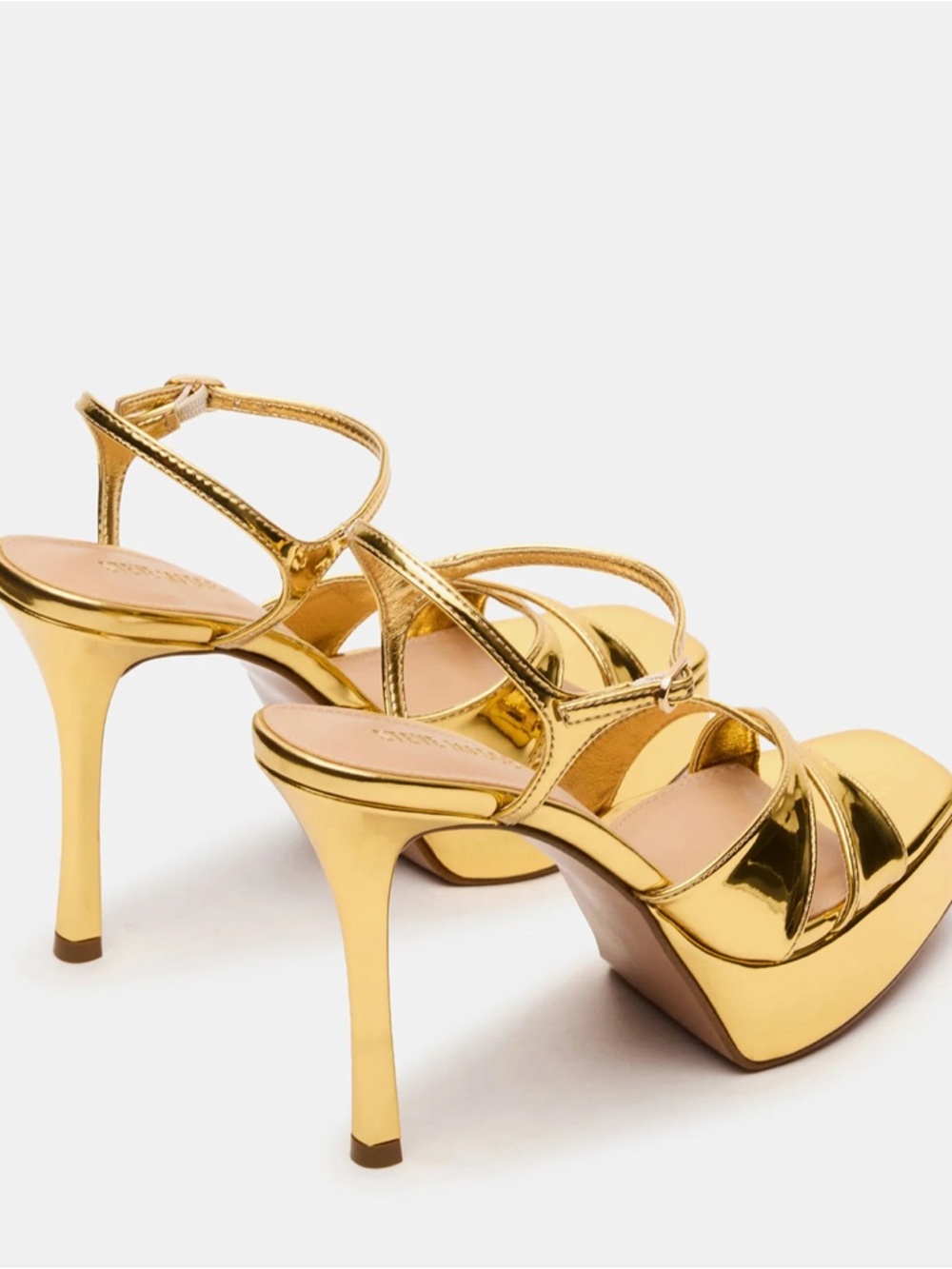 Steve Madden Gold Metallic Platform Sandals with Ankle Strap - Picture 4 of 13